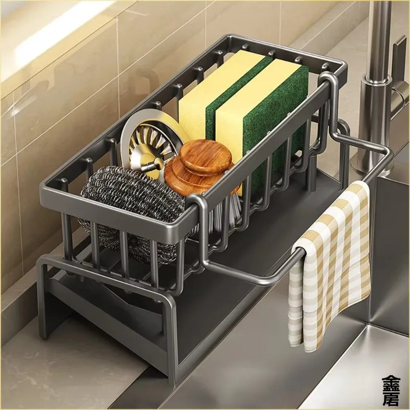 LUXE LINE Compact Tap-Mounted Spice Shelf & Sink Organizer