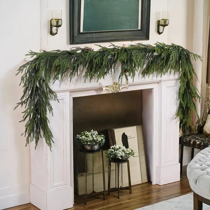 Christmas Norfolk Pine Garland With Lights