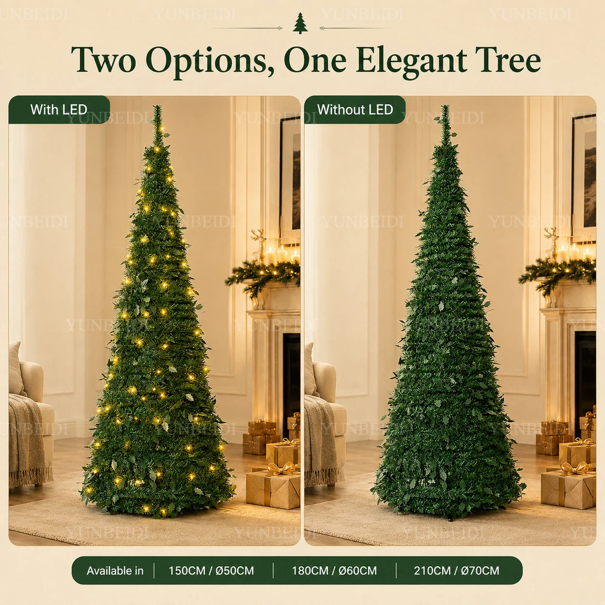 Pre-Lit Artificial Christmas Tree (1.5m–2.1m)