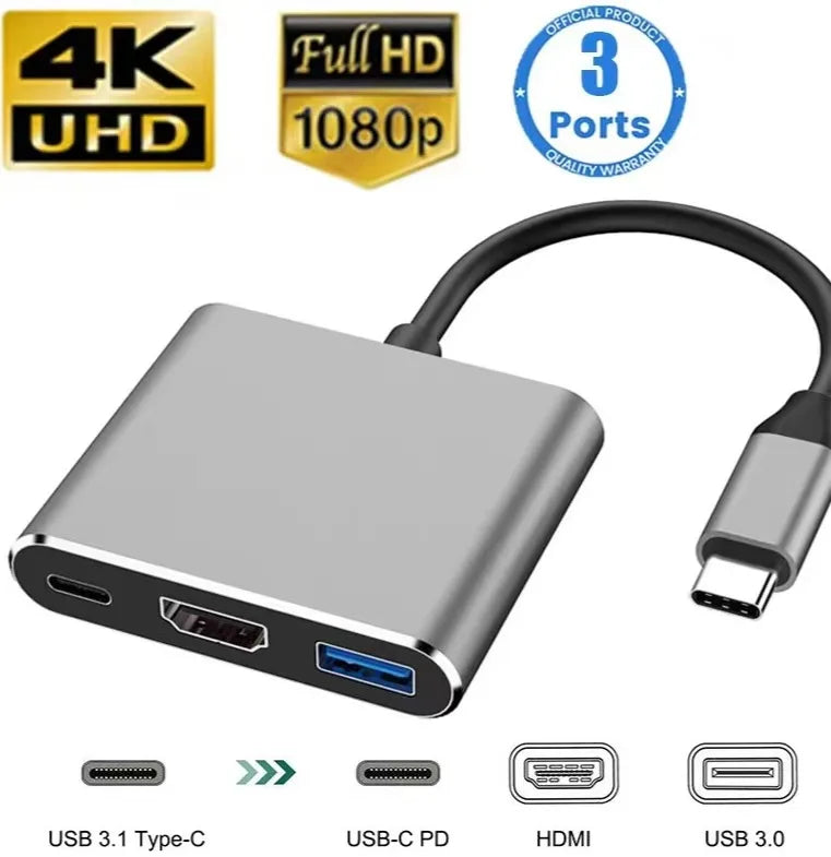 LUXE LINE 3-in-1 USB-C Hub – PD 100W, 4K HDMI & USB 3.0