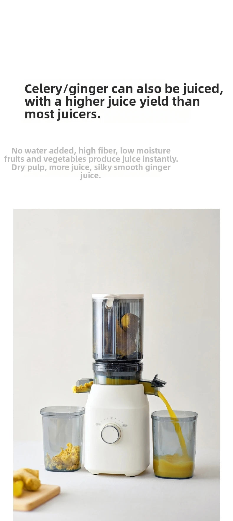 Large-Caliber Juicer Household Automatic Juicer Low-Speed Slag Juice Separation Food Grade 304 Stainless Steel Easy to Clean
