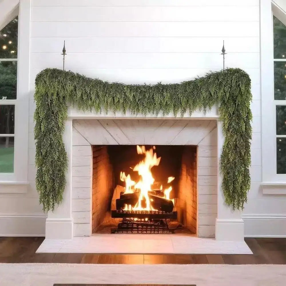 Faux Cedar Pine Garland Wreath Decoration