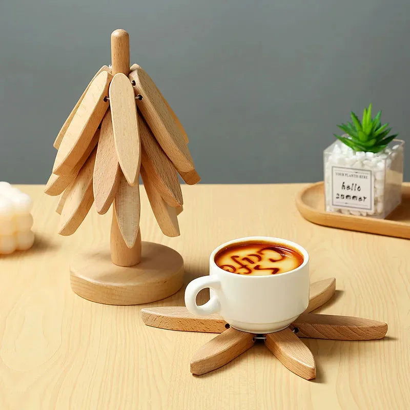 Christmas Tree Wooden Trivet with Stand