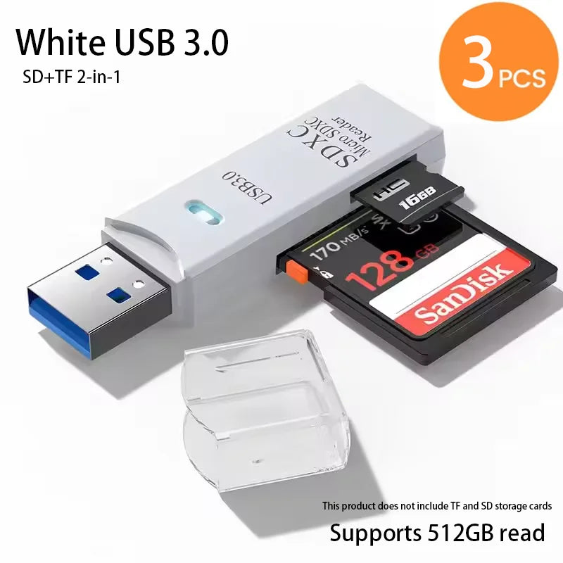 LUXE LINE 2-in-1 USB 3.0 Card Reader – MiniSD, TF & Flash Drive Adapter