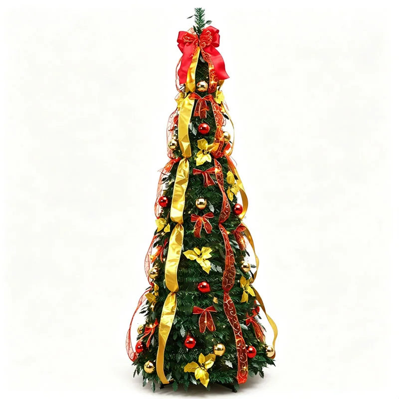 Pre-Lit Red & Gold Decorated Christmas Tree