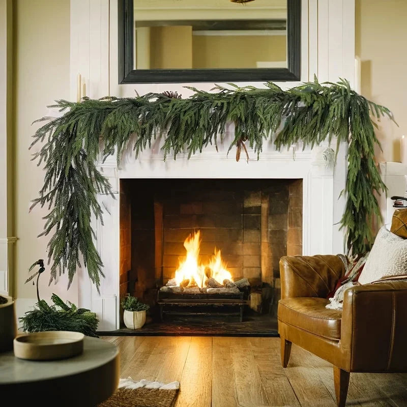 Christmas Norfolk Pine Garland With Lights