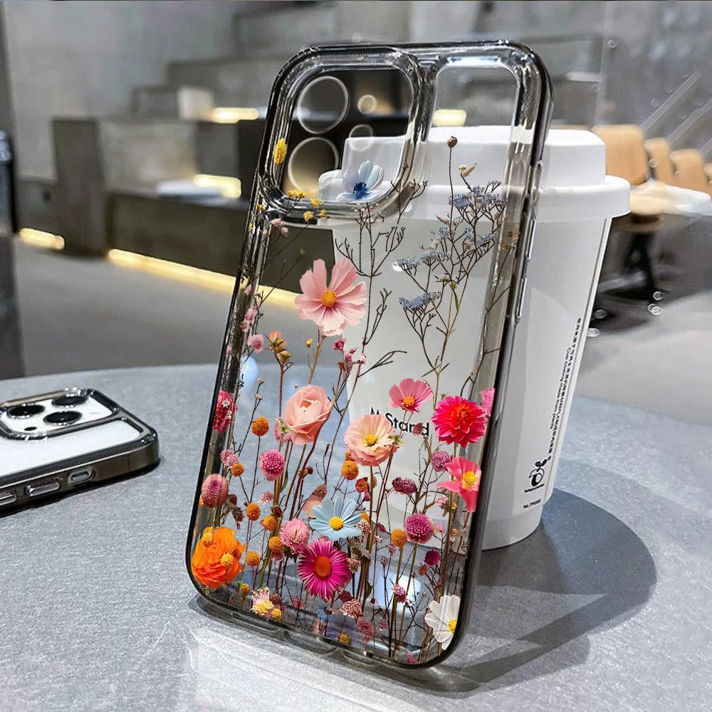 LUXE LINE Floral Clear Shockproof Silicone iPhone Case
