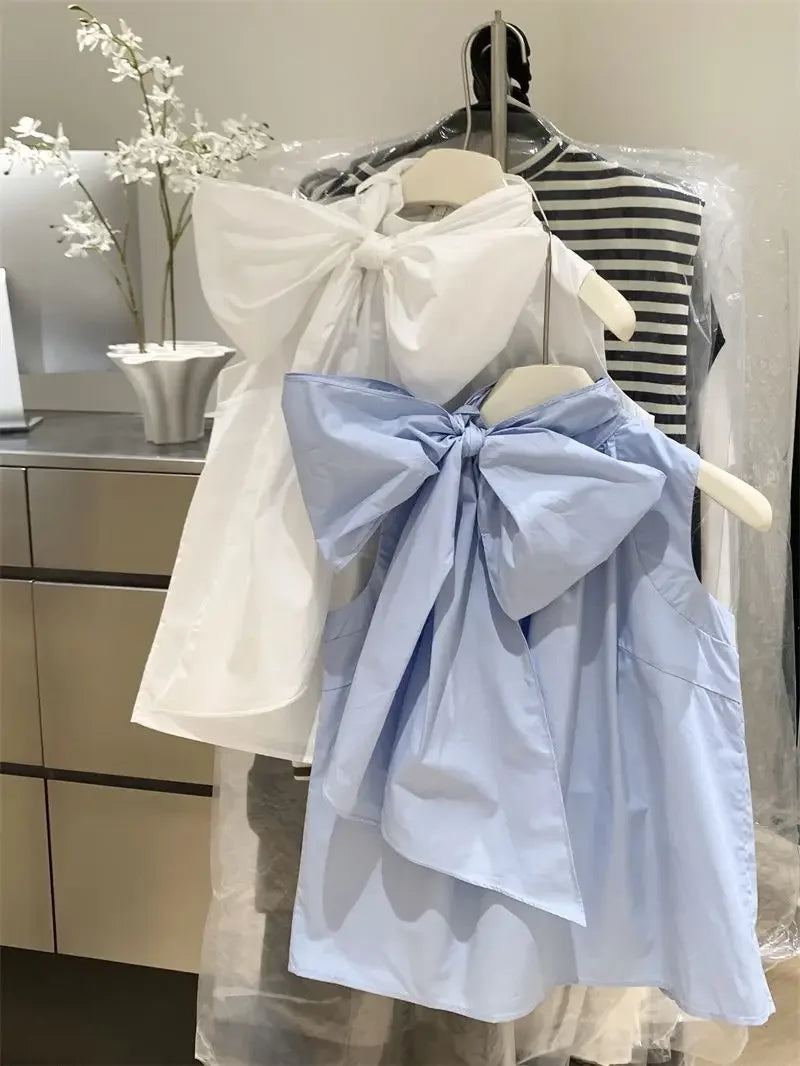 Bandage Bow Sleeveless Blouse Top