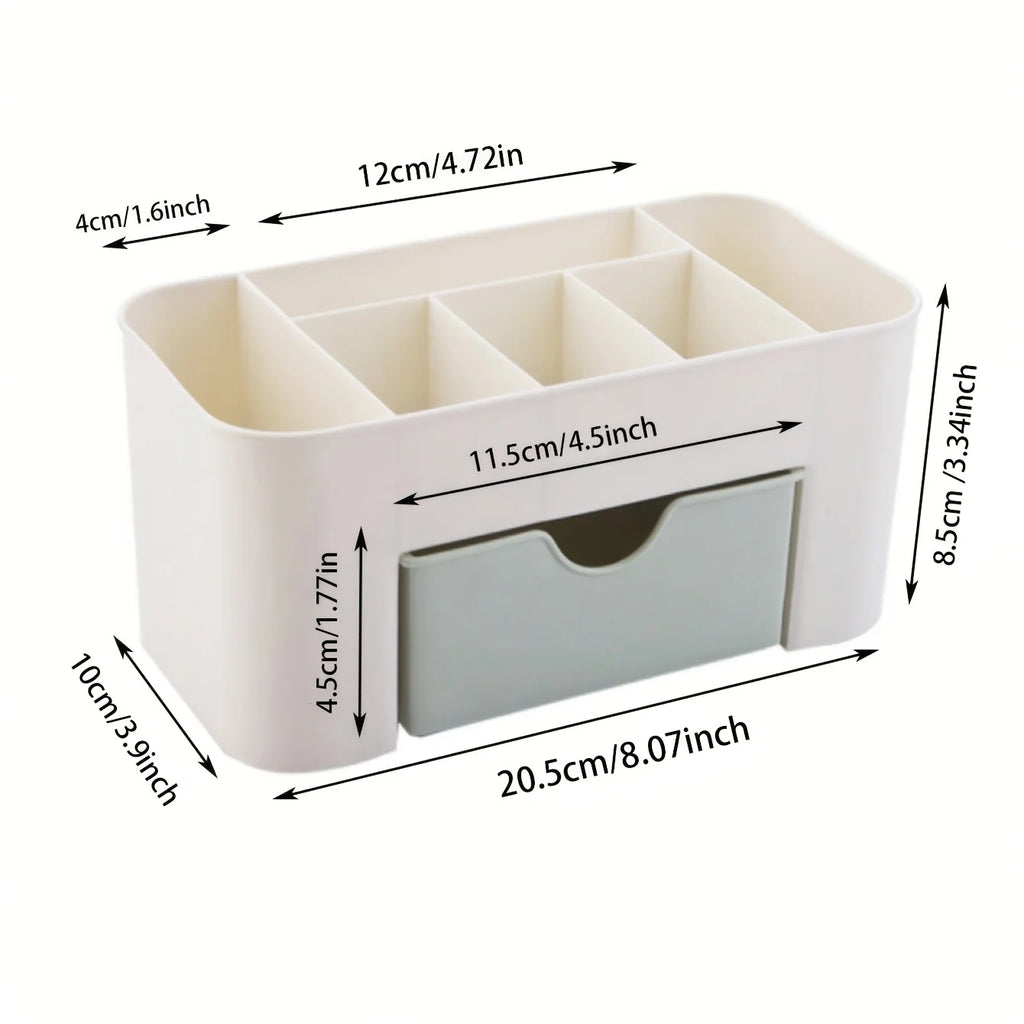 LUXE LINE Makeup Organizer with 1 Drawer & 6 Compartments – Desk Cosmetic Storage Box