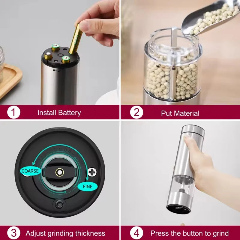 Electric Salt & Pepper Grinder Set with LED