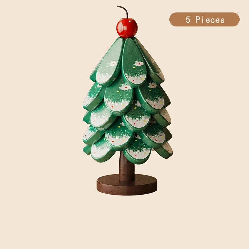 Christmas Tree Wooden Trivet Coaster Set