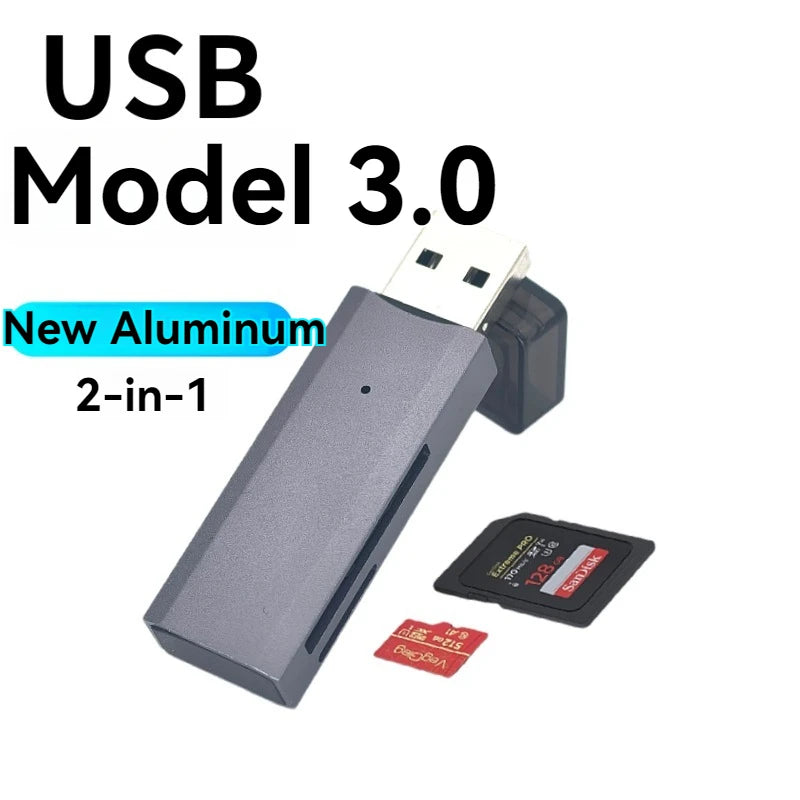 LUXE LINE 2-in-1 USB 3.0 Card Reader – MiniSD, TF & Flash Drive Adapter