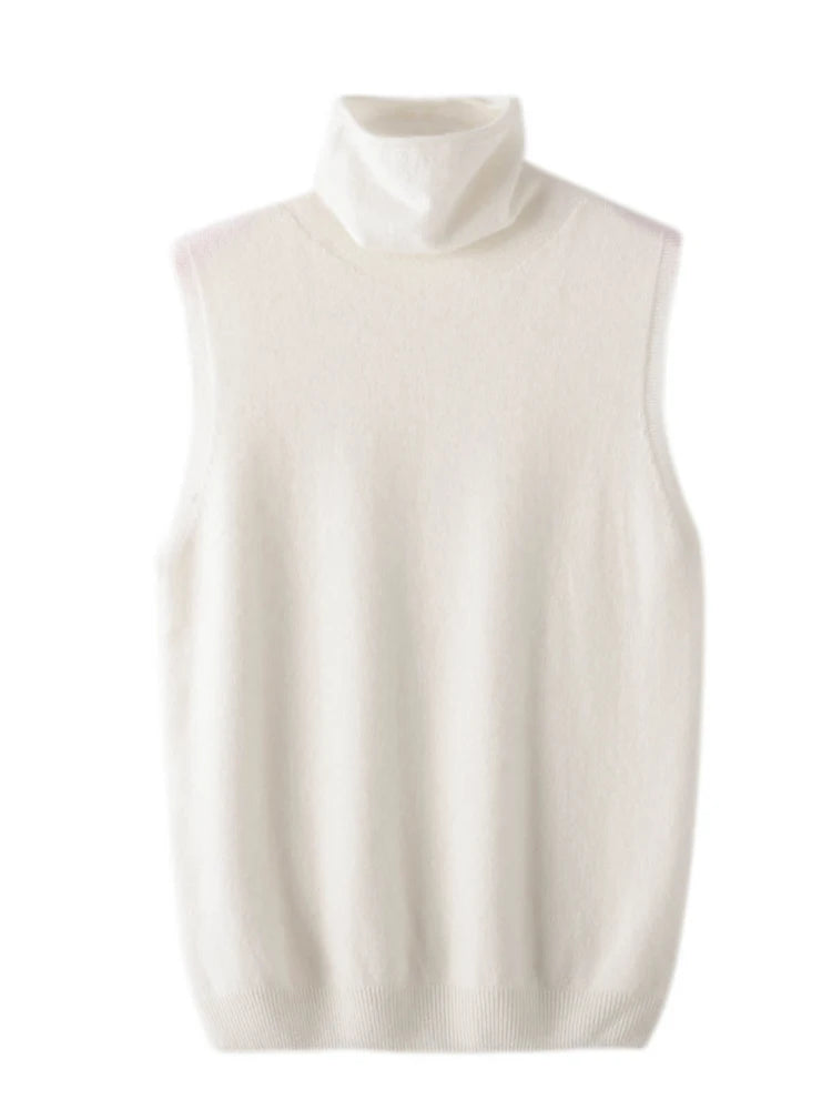 LUXE LINE Women's Merino Wool Turtleneck Vest