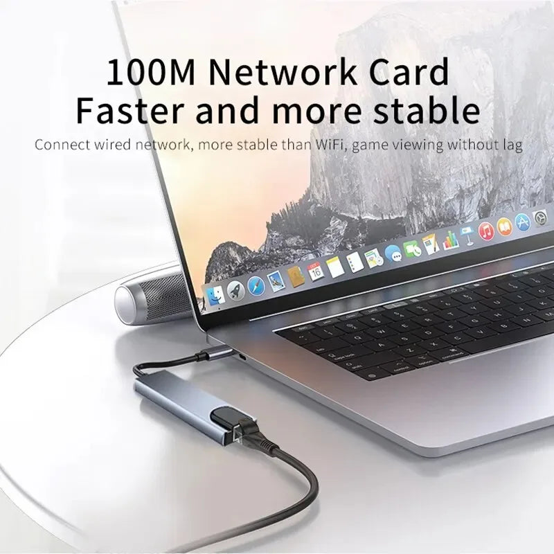 LUXE LINE 8-in-1 USB-C Hub – 4K HDMI, RJ45, SD/TF, PD Charge