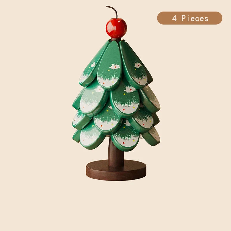 Christmas Tree Wooden Trivet Coaster Set