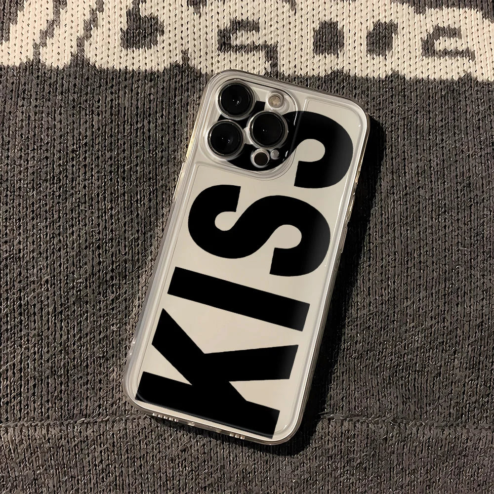 LUXE LINE Kiss Print Clear Silicone iPhone Case