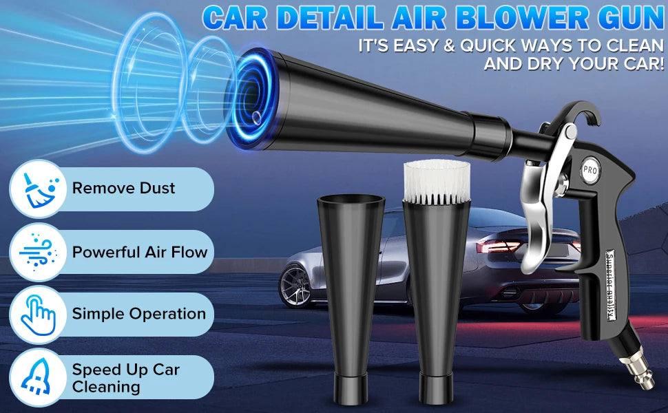 Car Cleaning Gun High Pressure Air Blow Gun Car Detailing Dry Washing Professional Car Interior Cleaning Tools