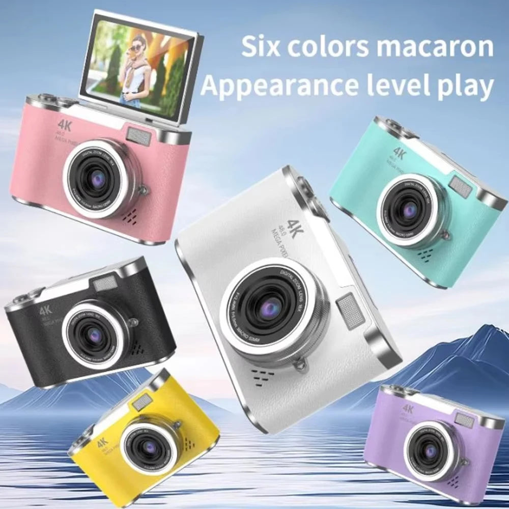 4K Digital Camera 48MP Kid Camera Autofocus Vlogging Camera 2.4inches Flip the Screen 180° for Kid Adult Beginners Portable Cam