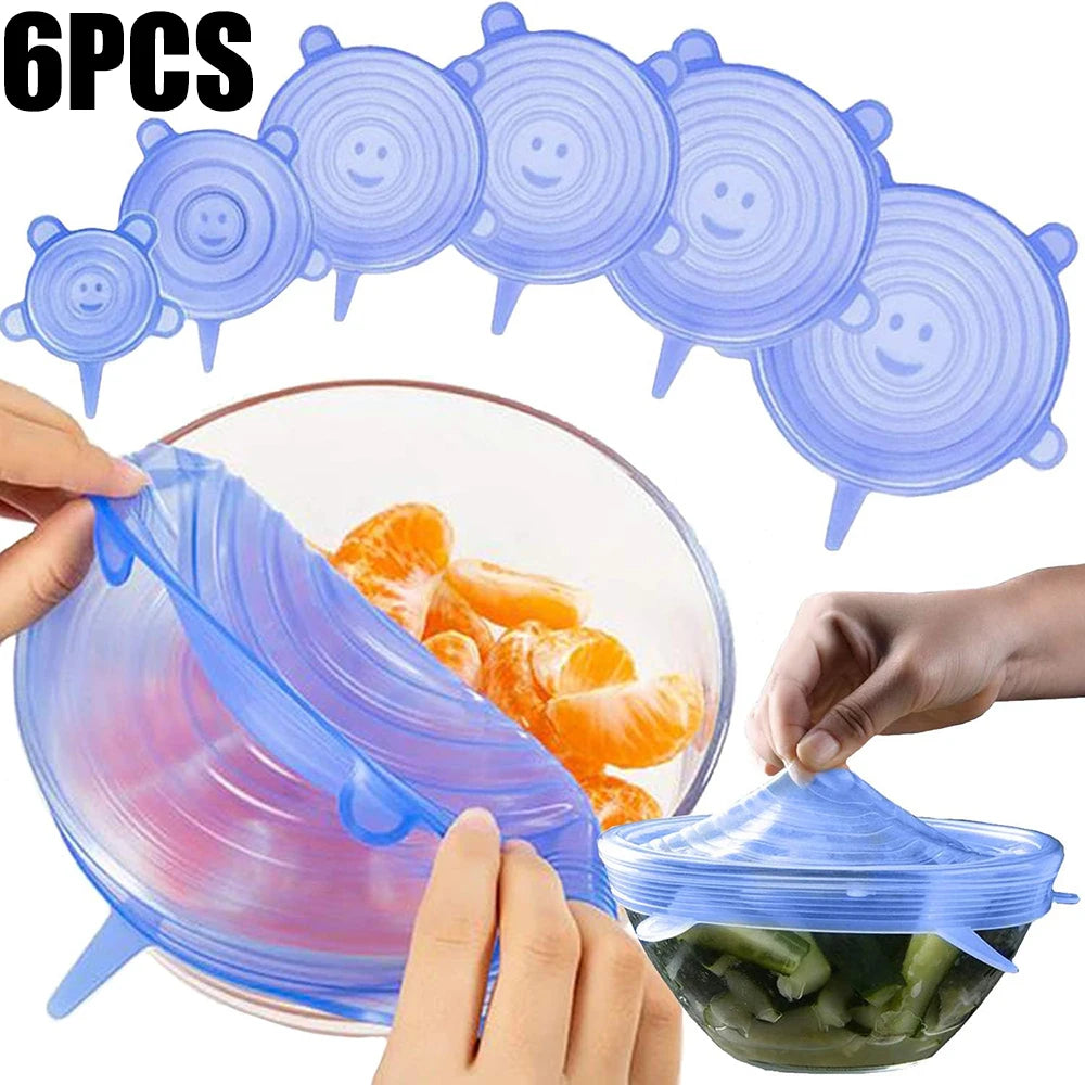 LUXE LINE Silicone Stretch Lids Set of 6 – Airtight Reusable Food Covers