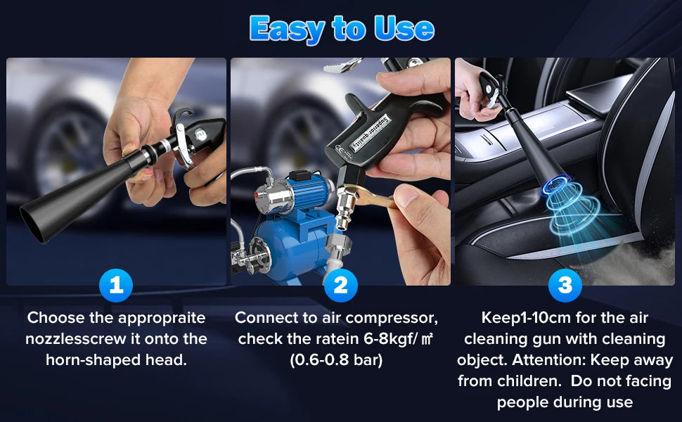 Car Cleaning Gun High Pressure Air Blow Gun Car Detailing Dry Washing Professional Car Interior Cleaning Tools