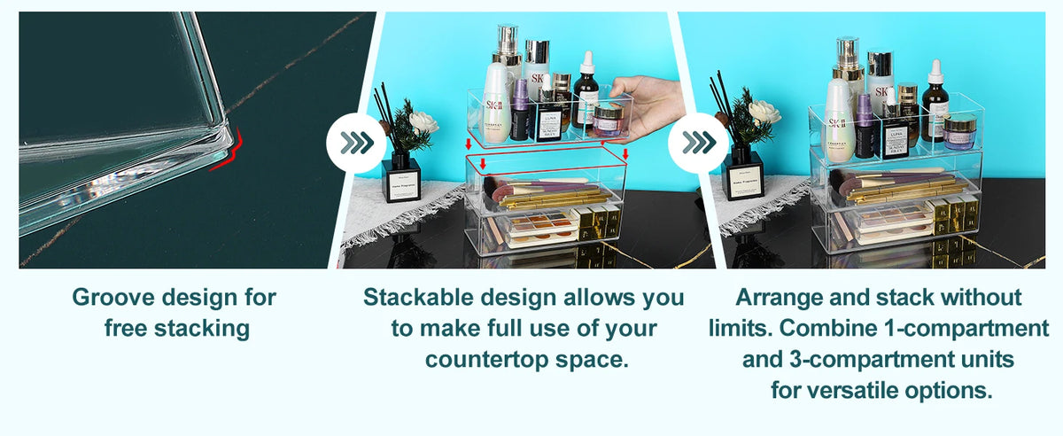 LUXE LINE Makeup Organizer for Drawer & Vanity – Countertop & Cabinet Storage Box