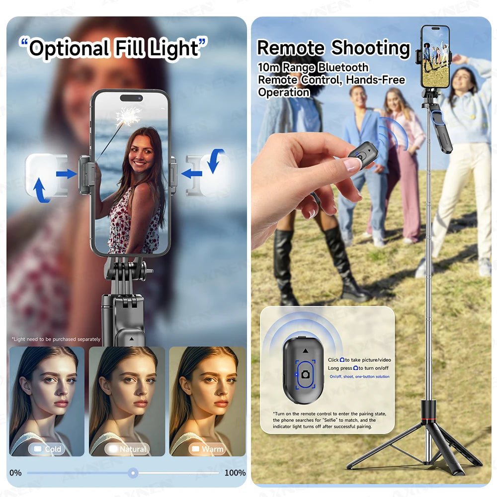 LUXE LINE F16 Selfie Stick Tripod with Bluetooth Remote & Fill Light