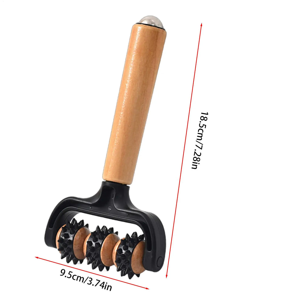 LUXE LINE Handheld Massage Roller – Triple-Roller for Neck, Back, Legs & Feet