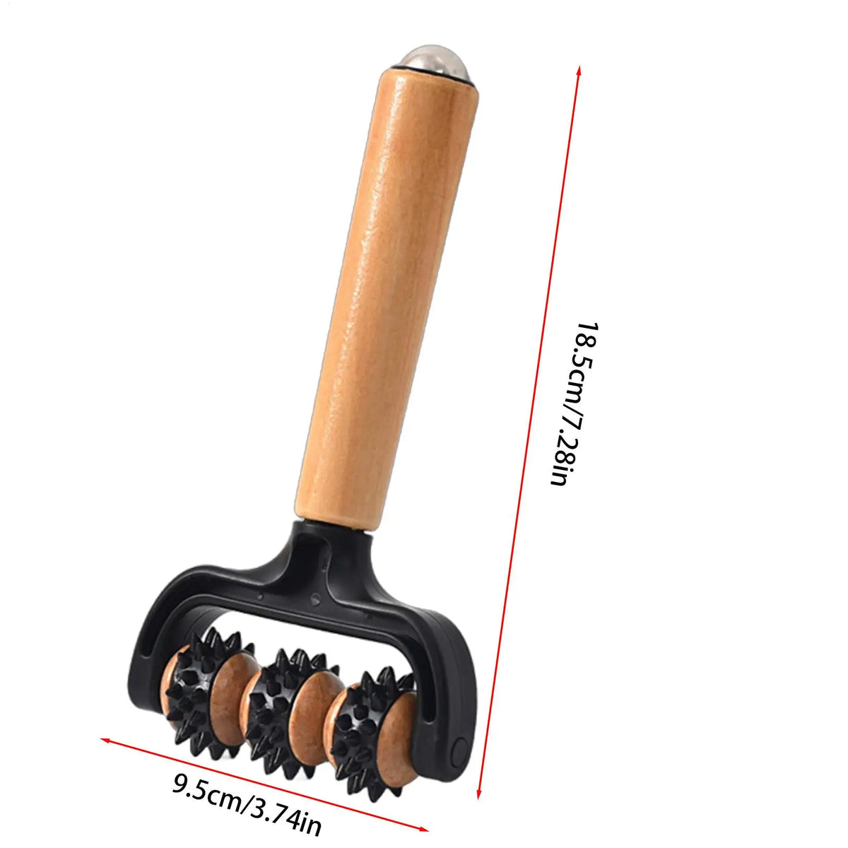 LUXE LINE Handheld Massage Roller – Triple-Roller for Neck, Back, Legs & Feet