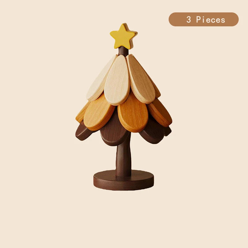 Christmas Tree Wooden Trivet Coaster Set