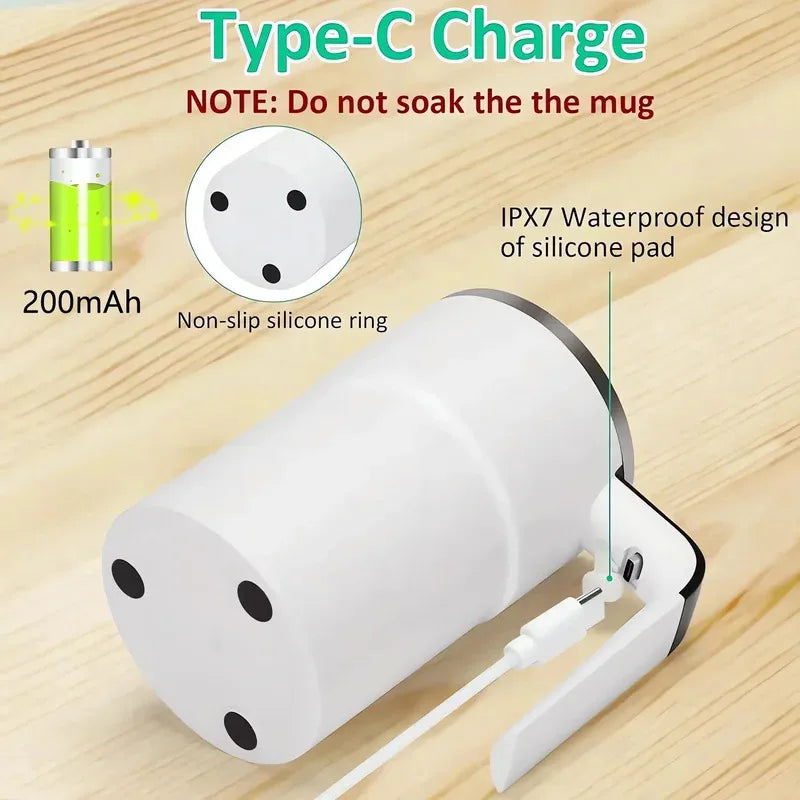 380ML Electric Coffee Self Mixing Mug IP67 Waterproof Coffee Stirring Mug USB Charging Digital Display Automatic Magnetic Cup