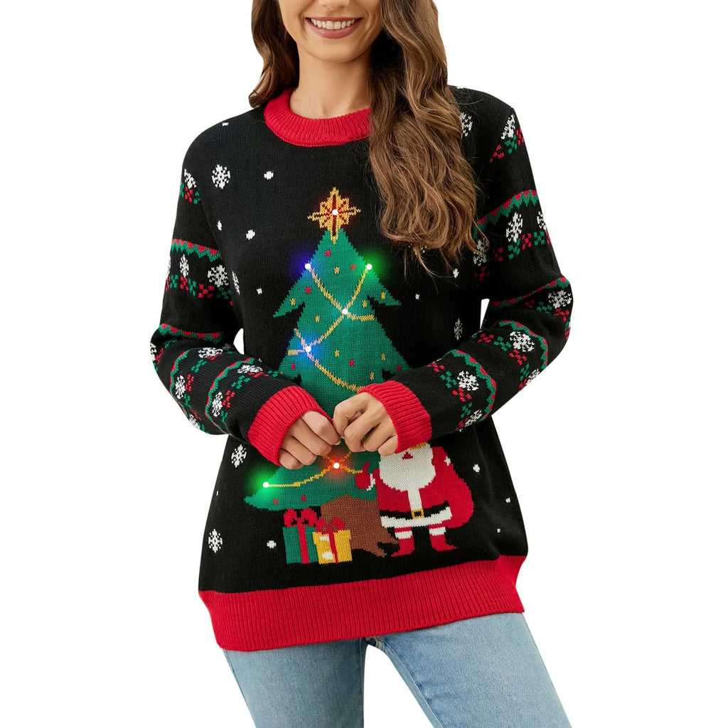 Christmas Tree LED Light-Up Knit Cardigan