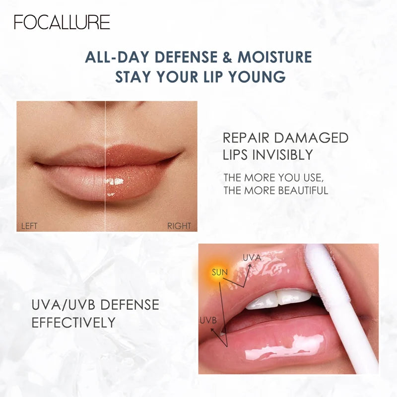 FOCALLURE PLUMPMAX Nourise Lip Glow Dewy Glossy Lip Care High Shine Not Sticky Refreshing Shimmer Lip Gloss Lips Makeup