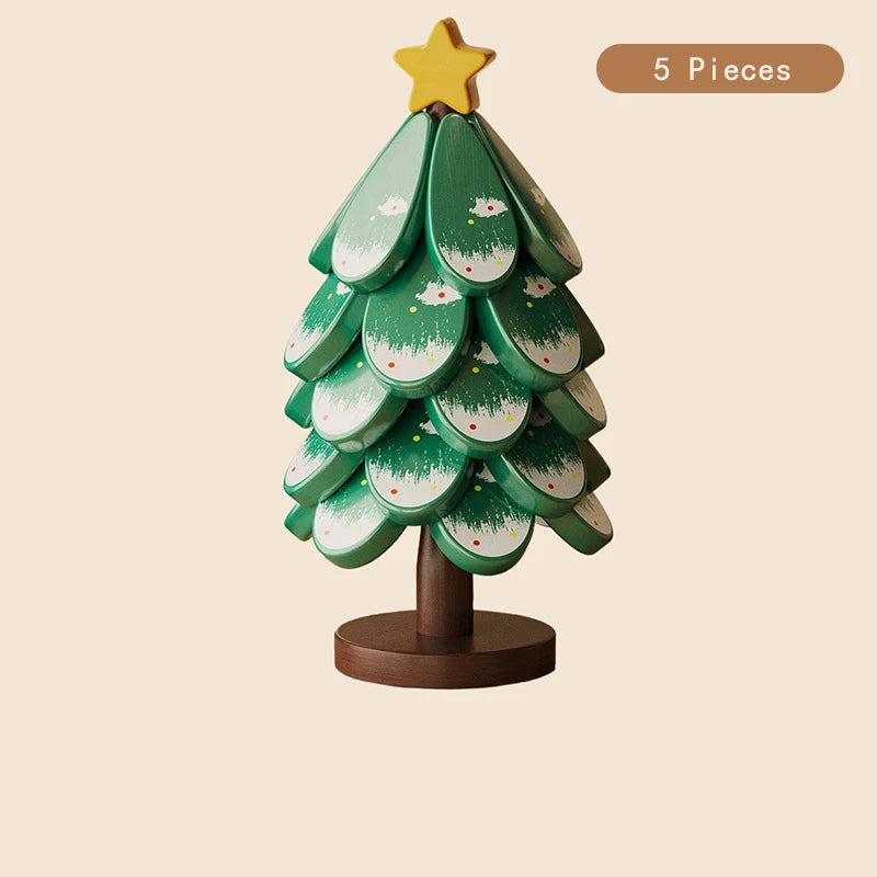 Christmas Tree Wooden Trivet Coaster Set