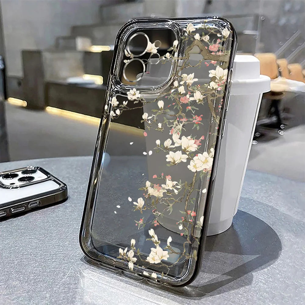 LUXE LINE Floral Clear Shockproof Silicone iPhone Case
