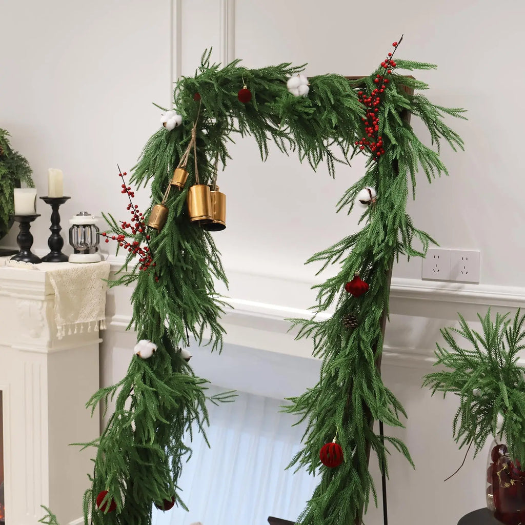 Norfolk Pine Artificial Hanging Wreath 5.6ft