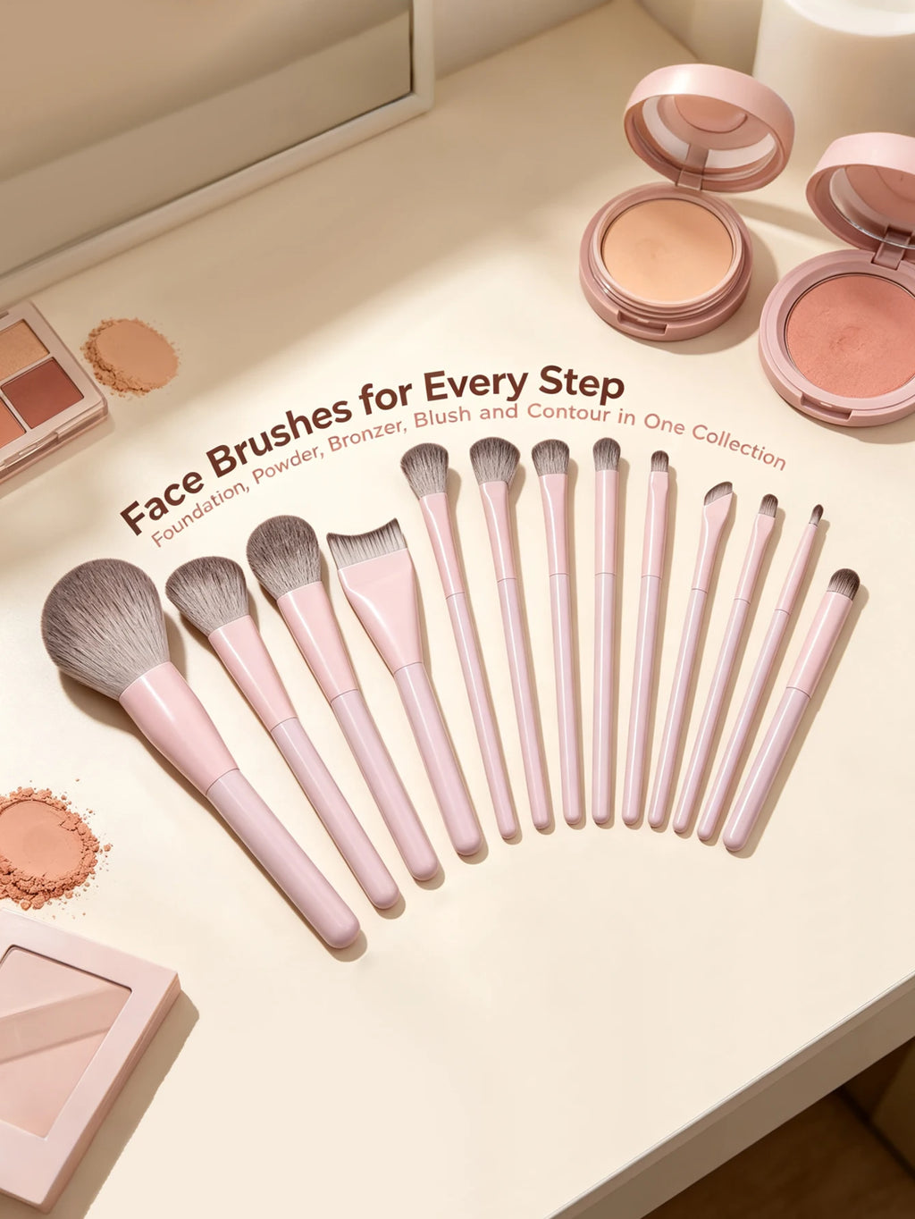 LUXE LINE Makeup Brush Set - Soft Synthetic Hair Brushes for Foundation, Blush, Eye Shadow & Powder