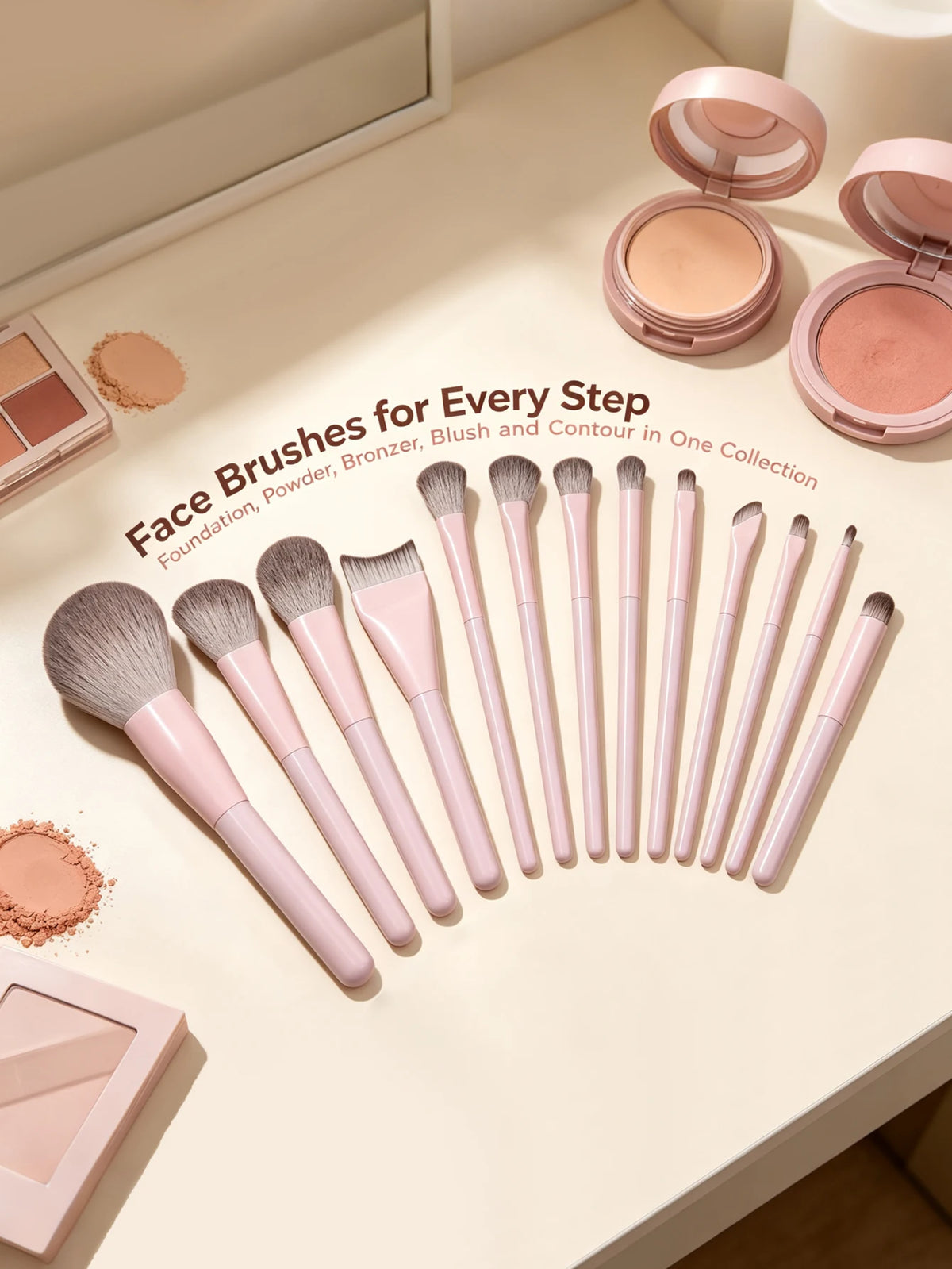 LUXE LINE Makeup Brush Set - Soft Synthetic Hair Brushes for Foundation, Blush, Eye Shadow & Powder