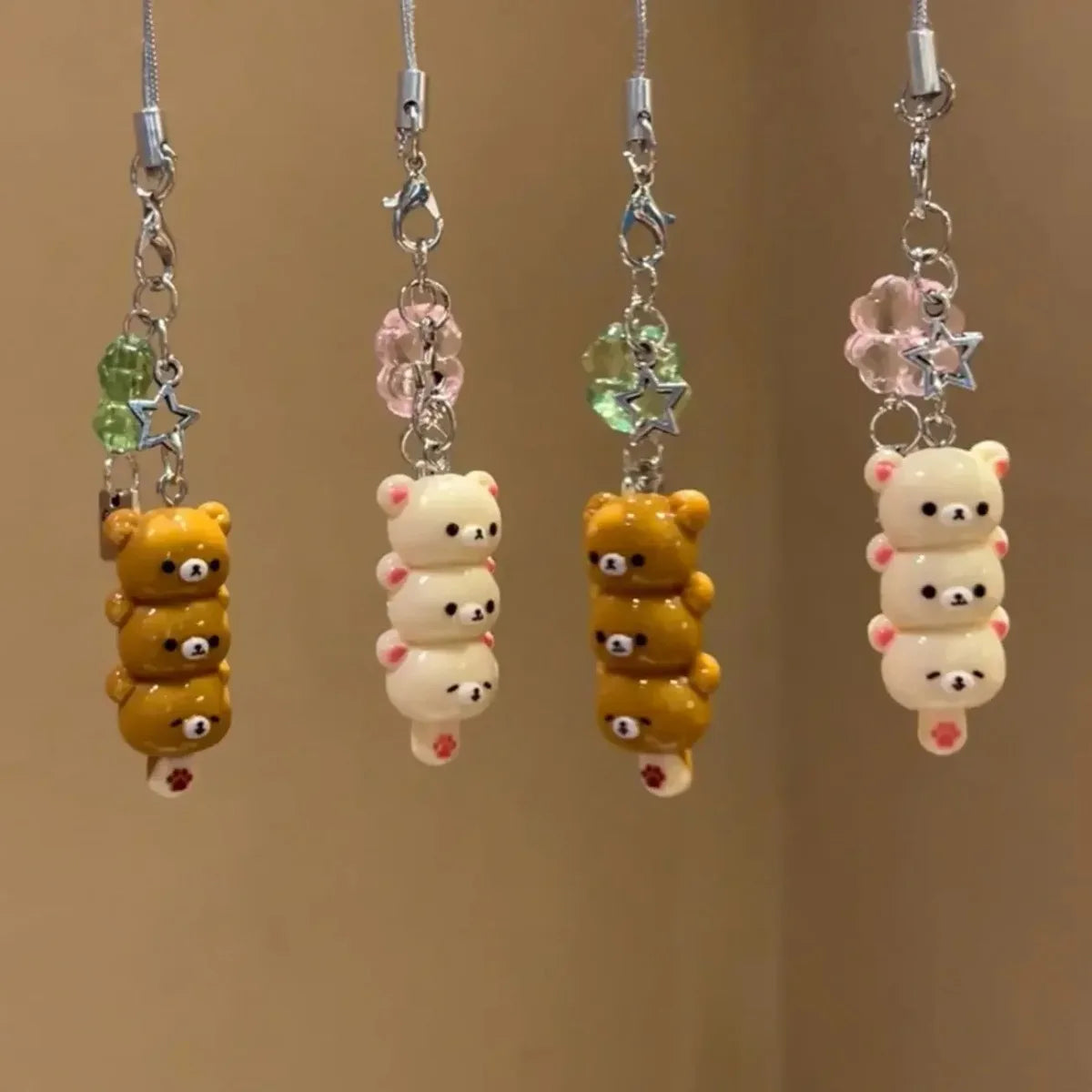 LUXE LINE Cute Bear Phone Charm – Kawaii Korean Keychain Accessory