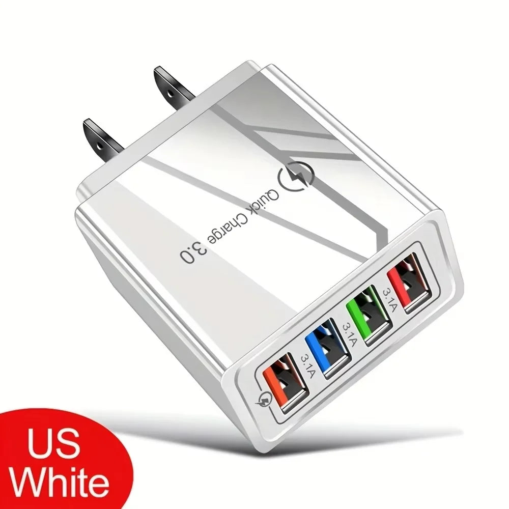 LUXE LINE 4-Port USB Quick Charger – EU/US 3A Wall Adapter