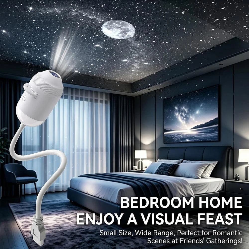 HD Holographic Night Light 2-in-1 Galaxy Star Design Projector with Eye Protection USB Powered for Bedroom Car Perfect Christmas
