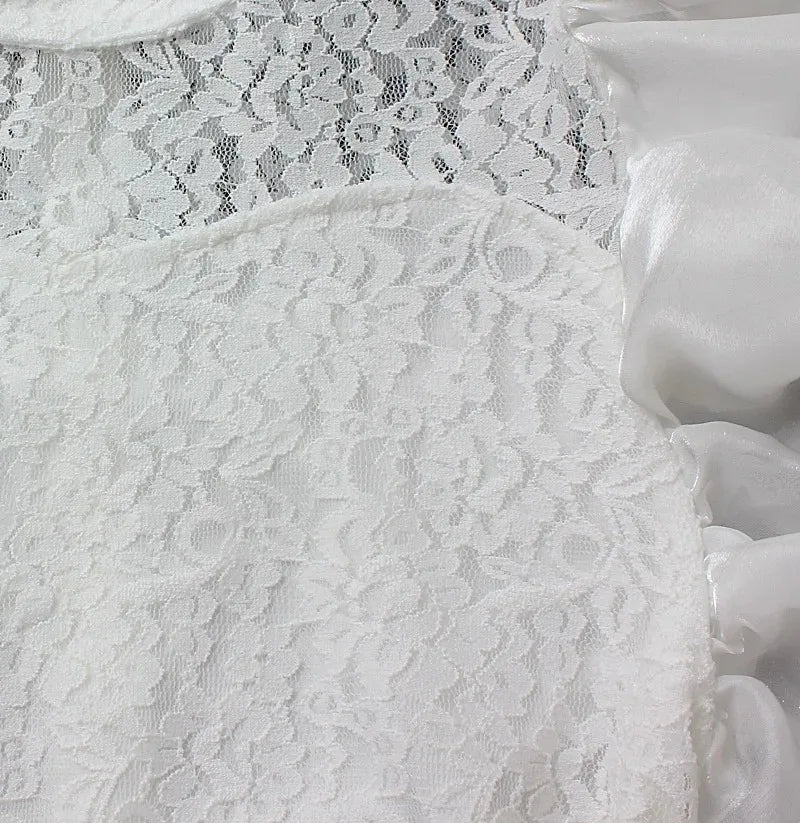 White Lace Ruffle Sleeve Blouse Top