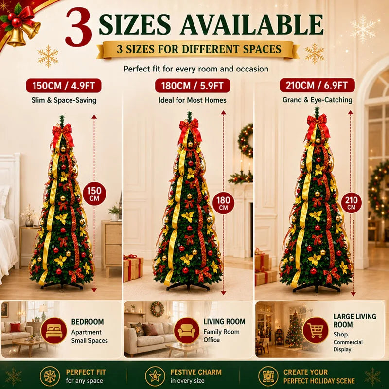 Pre-Lit Red & Gold Decorated Christmas Tree