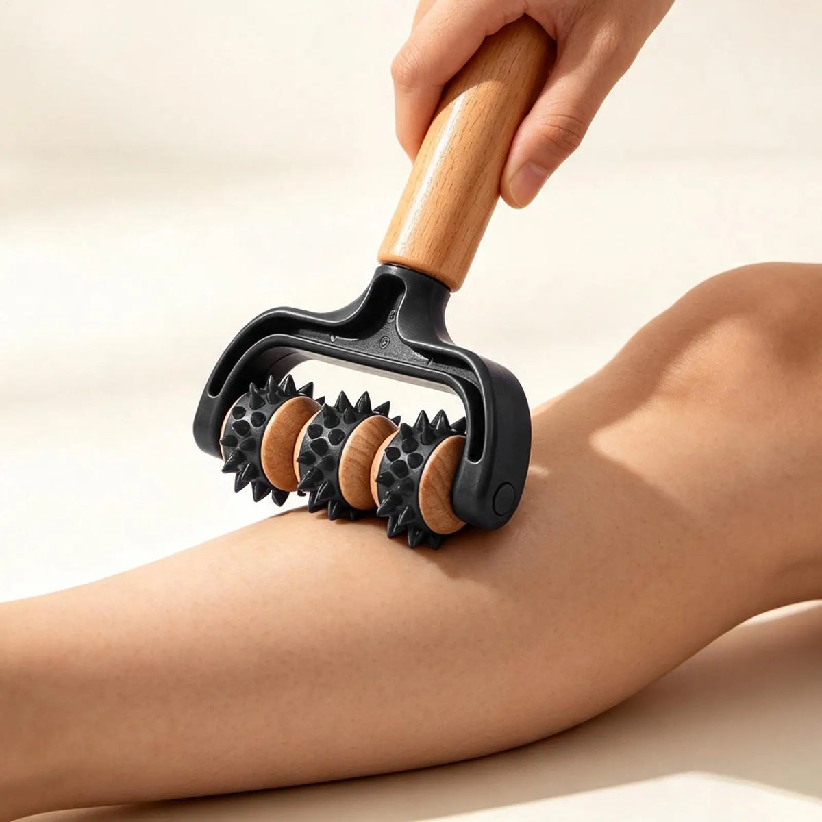 LUXE LINE Handheld Massage Roller – Triple-Roller for Neck, Back, Legs & Feet