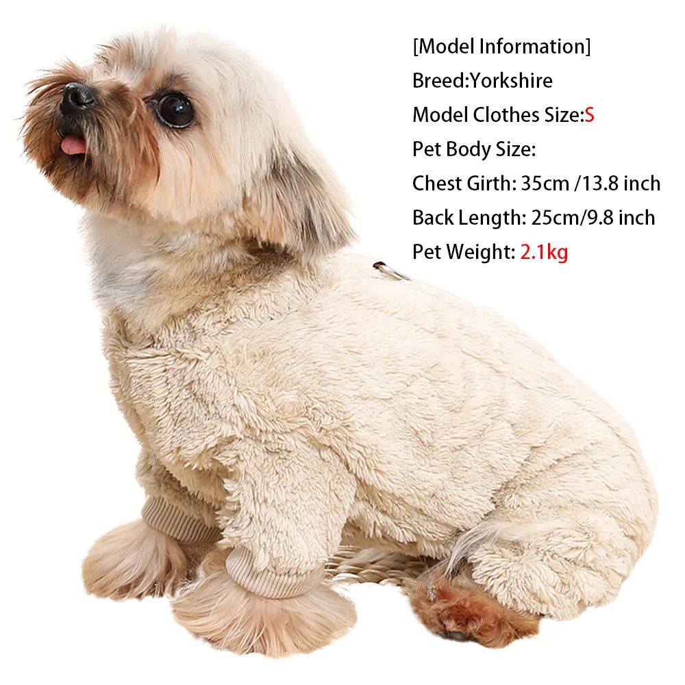 LUXE LINE Warm Fleece Dog Jumpsuit with D-Ring