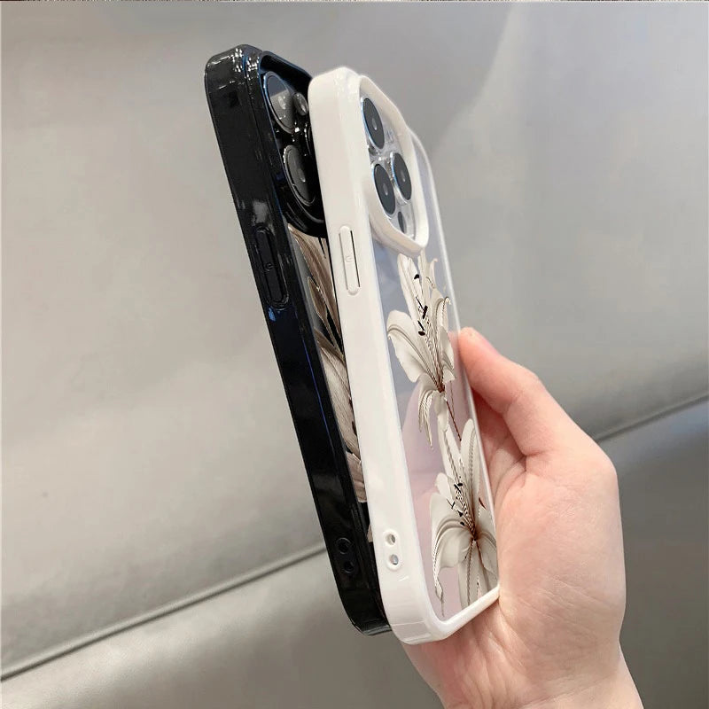 LUXE LINE Vintage Lily Floral Clear Shockproof iPhone Case