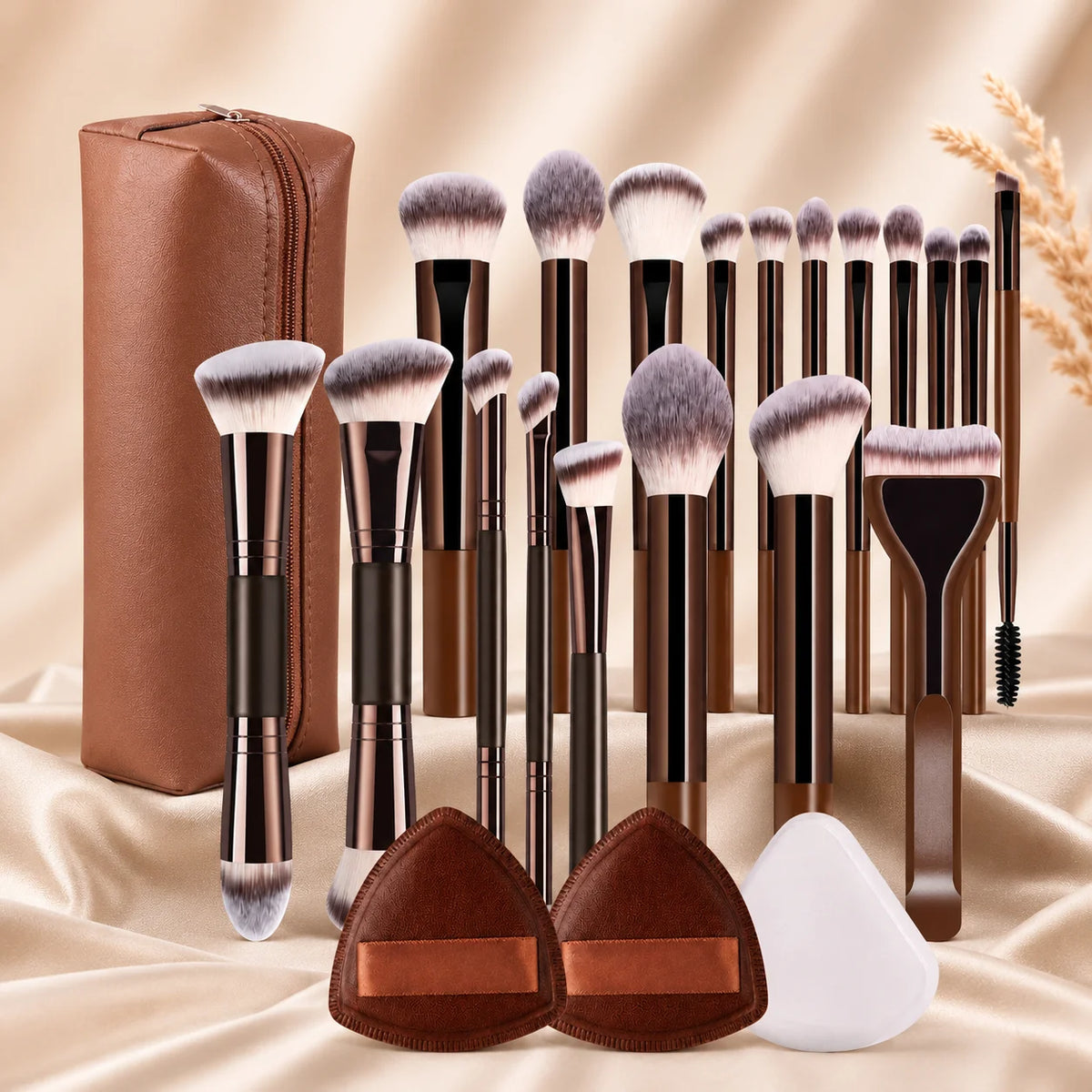 LUXE LINE Professional Dual-Ended Makeup Brush Set – Foundation, Contour & Blush