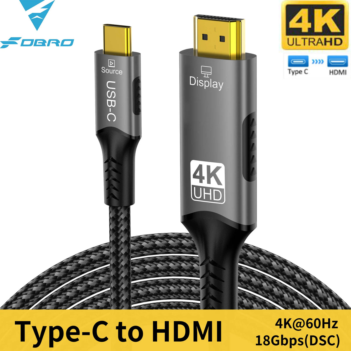 LUXE LINE USB-C to HDMI Cable – 8K@60Hz, 4K@120Hz for MacBook & iPad