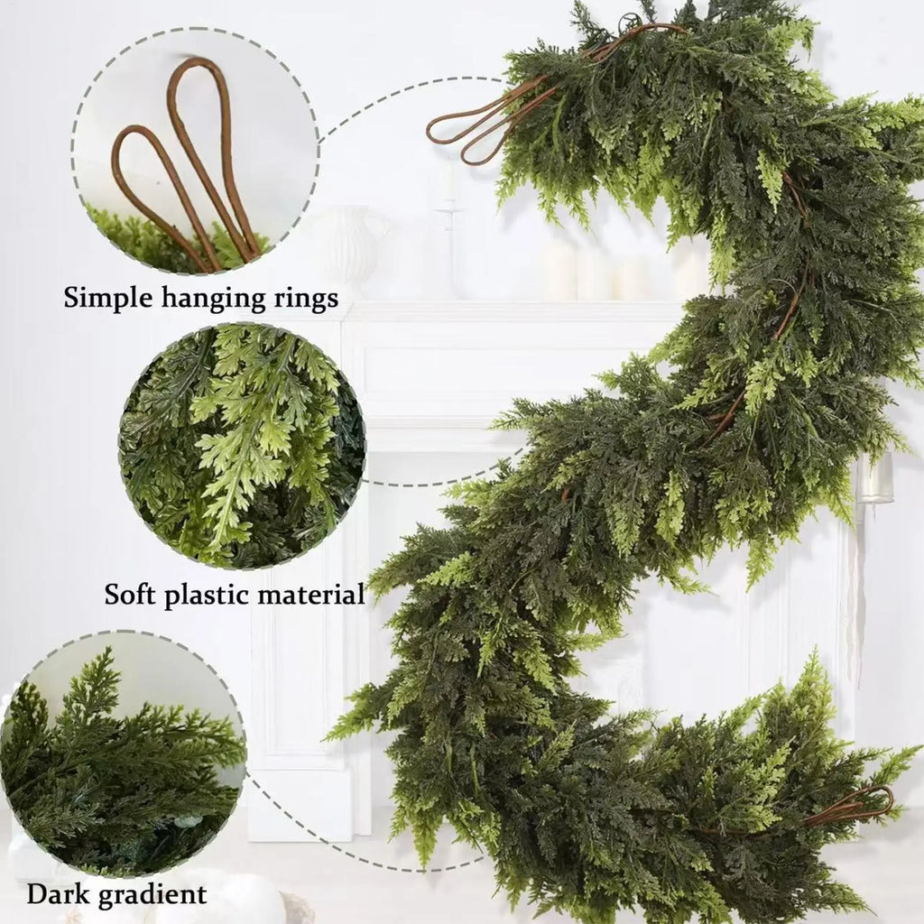 Faux Cedar Pine Garland Wreath Decoration