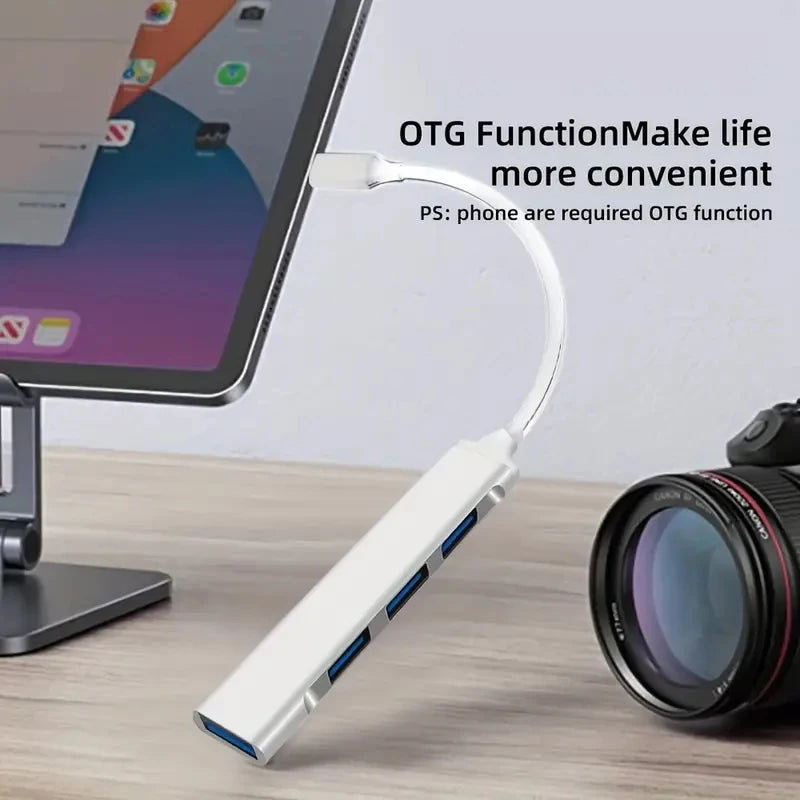 LUXE LINE 4-Port Type-C USB Hub – OTG Adapter for MacBook & Laptops
