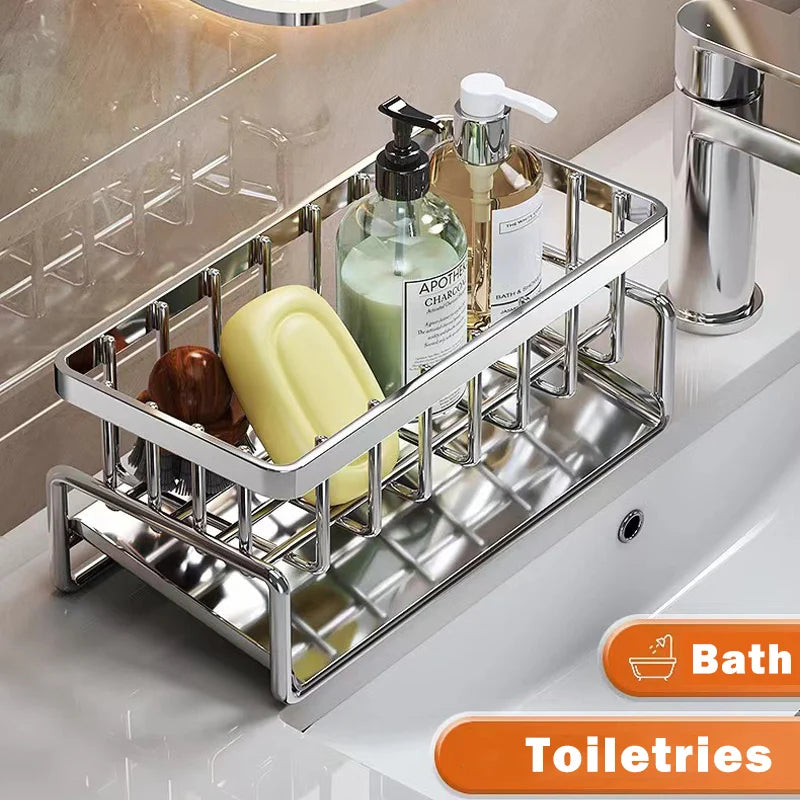 LUXE LINE Stainless Steel Sink Storage Rack – Sponge & Cleaning Tool Organizer